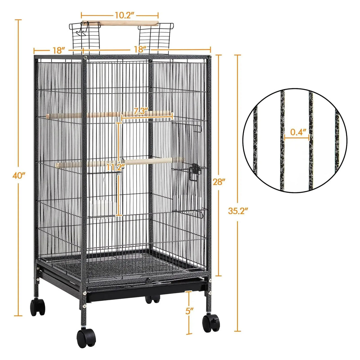 Small Bird Cage with Wheels,Parakeet Cage with Top Stand, 3 in 1 Bird Carrier for Parakeets, Canaries, Lovebirds, Small Quaker,