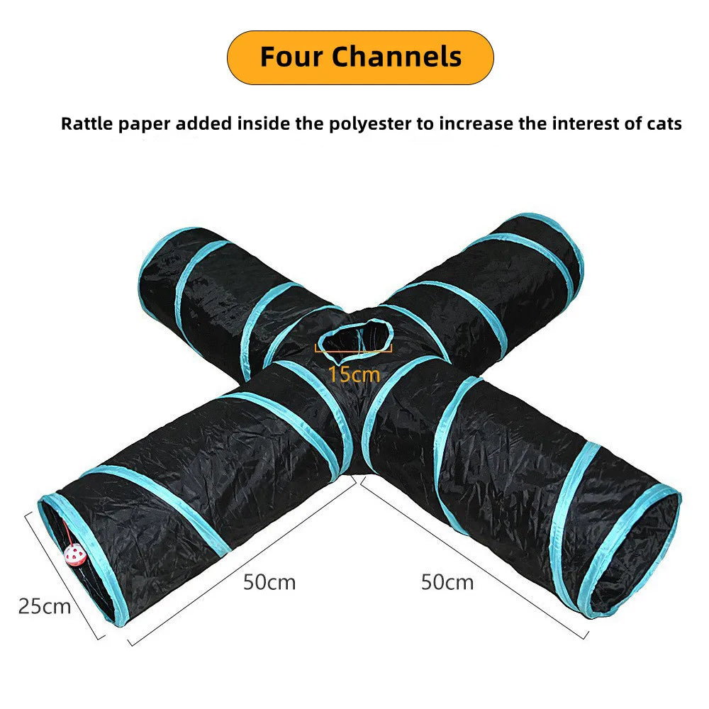 Foldable Cat Tunnel Toy For Indoor Play Breathable Cloth