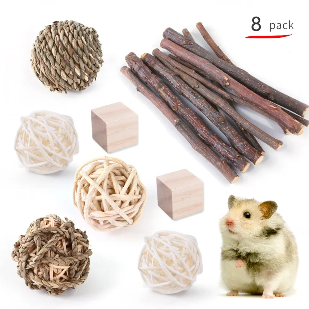 Combination Wooden Toy Set For Hamsters Rabbits Parrots Guinea Pigs