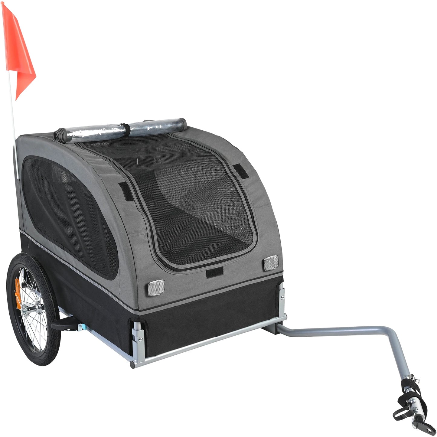 Dog Bike Trailer Carrier 88 Lb Capacity With Wheels Reflectors Flag