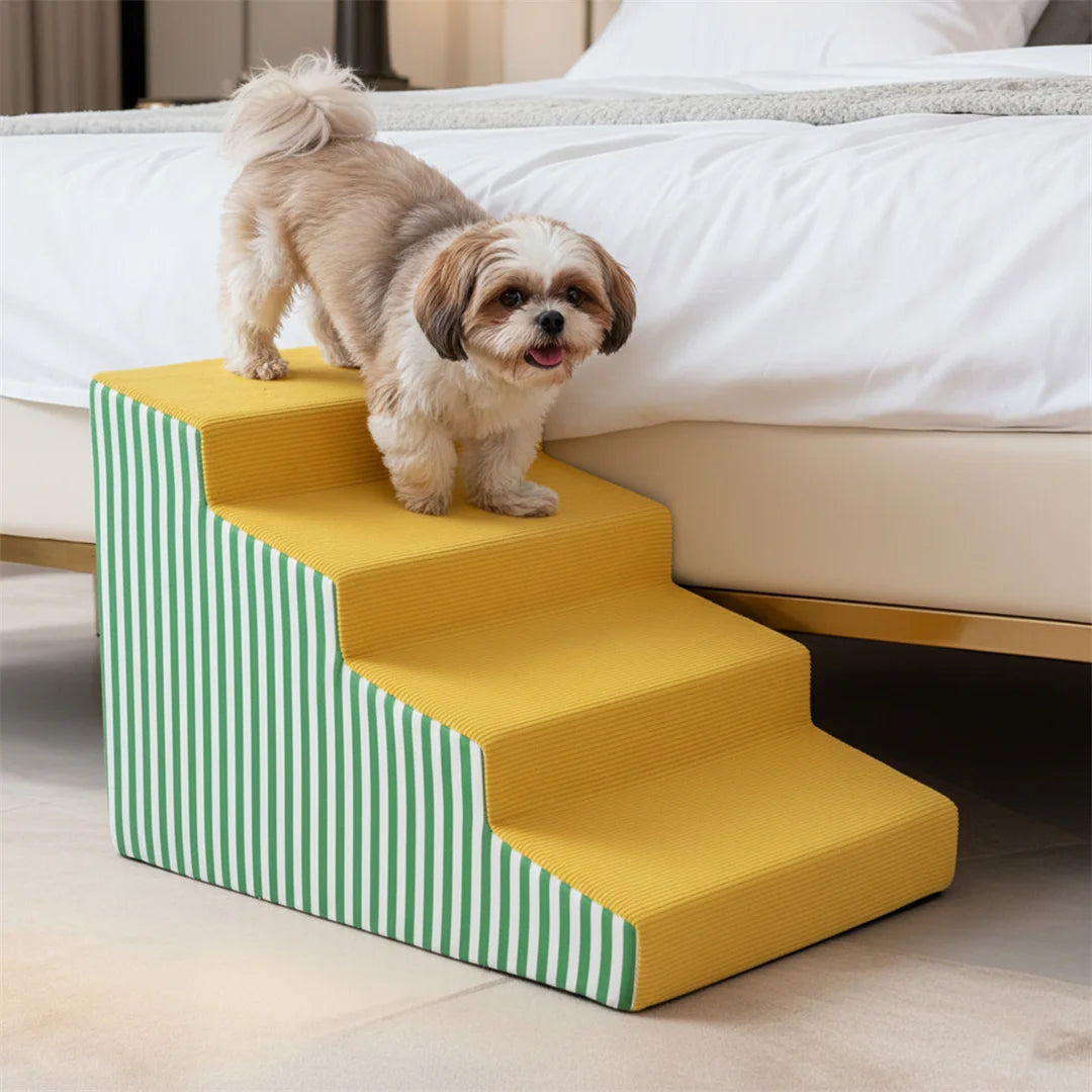 Bright Pet Stairs for Dogs High-Density Foam Gentle Slope Access Ramp 3/4/5 Steps Safe Dog Ramp for Pet Accessibility