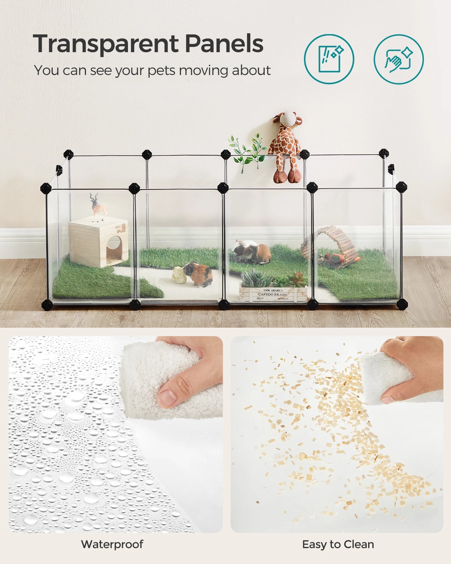 SONGMICS 20 Panels Pet Playpen With Floor Indoor Enclosure
