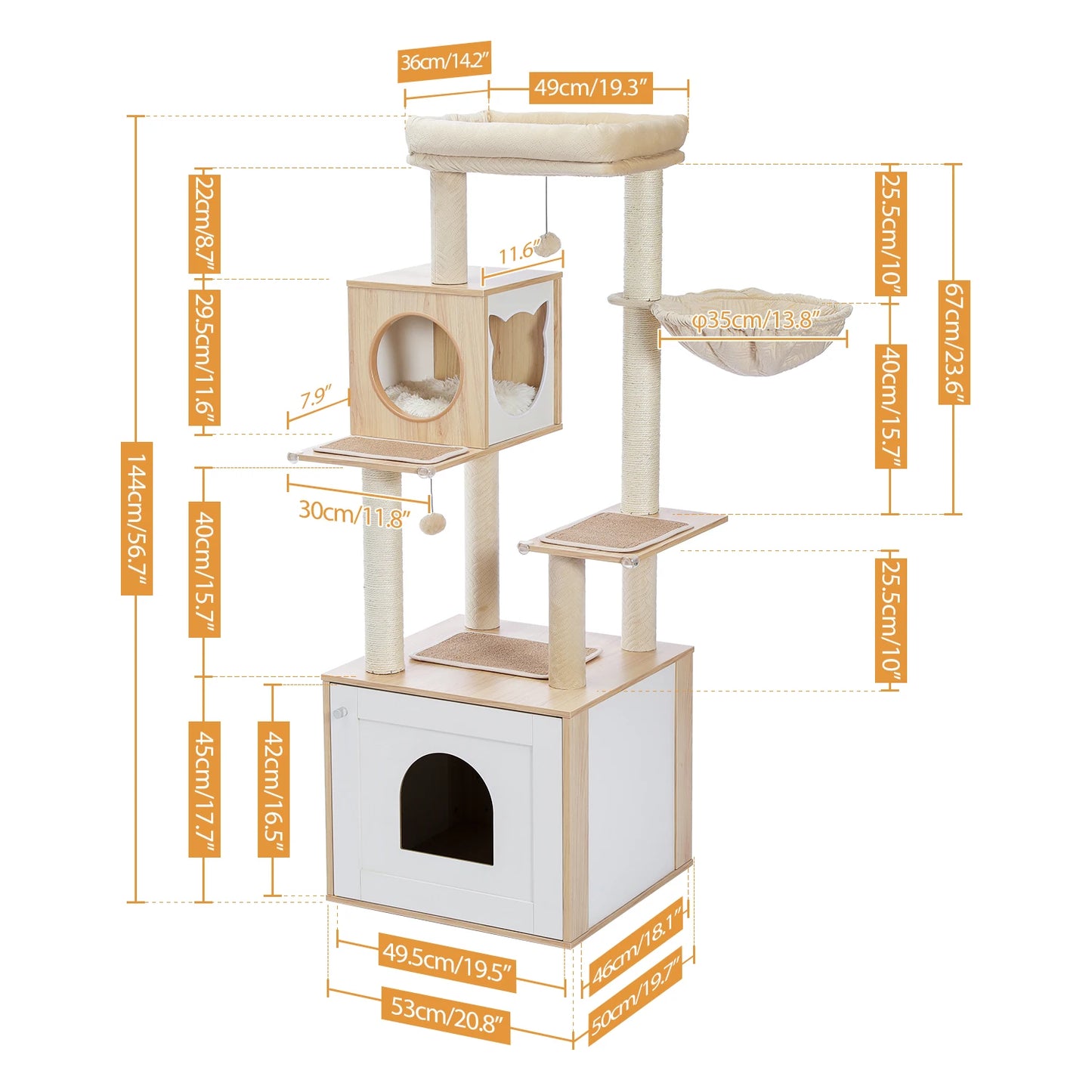 PAWZ Ro Multi Level Cat Tree Indoor Wood Tower Posts