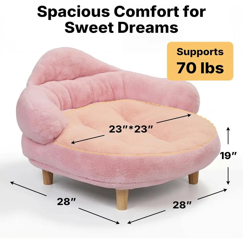 Elevated Dog Bed With Washable Cover And Sturdy Wood Legs