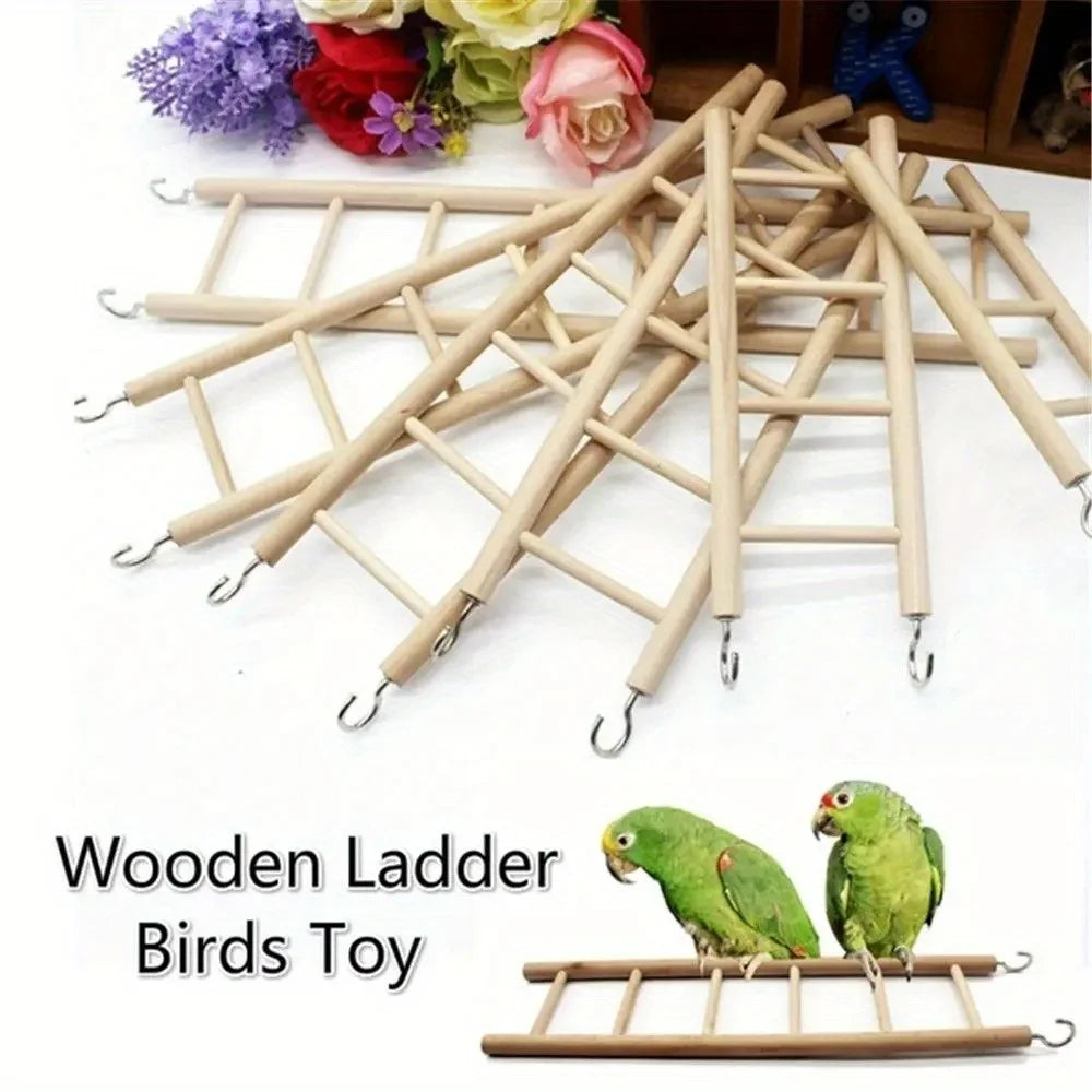 Solid Wood Parrot Climbing Ladder Toy For Birds And Pets