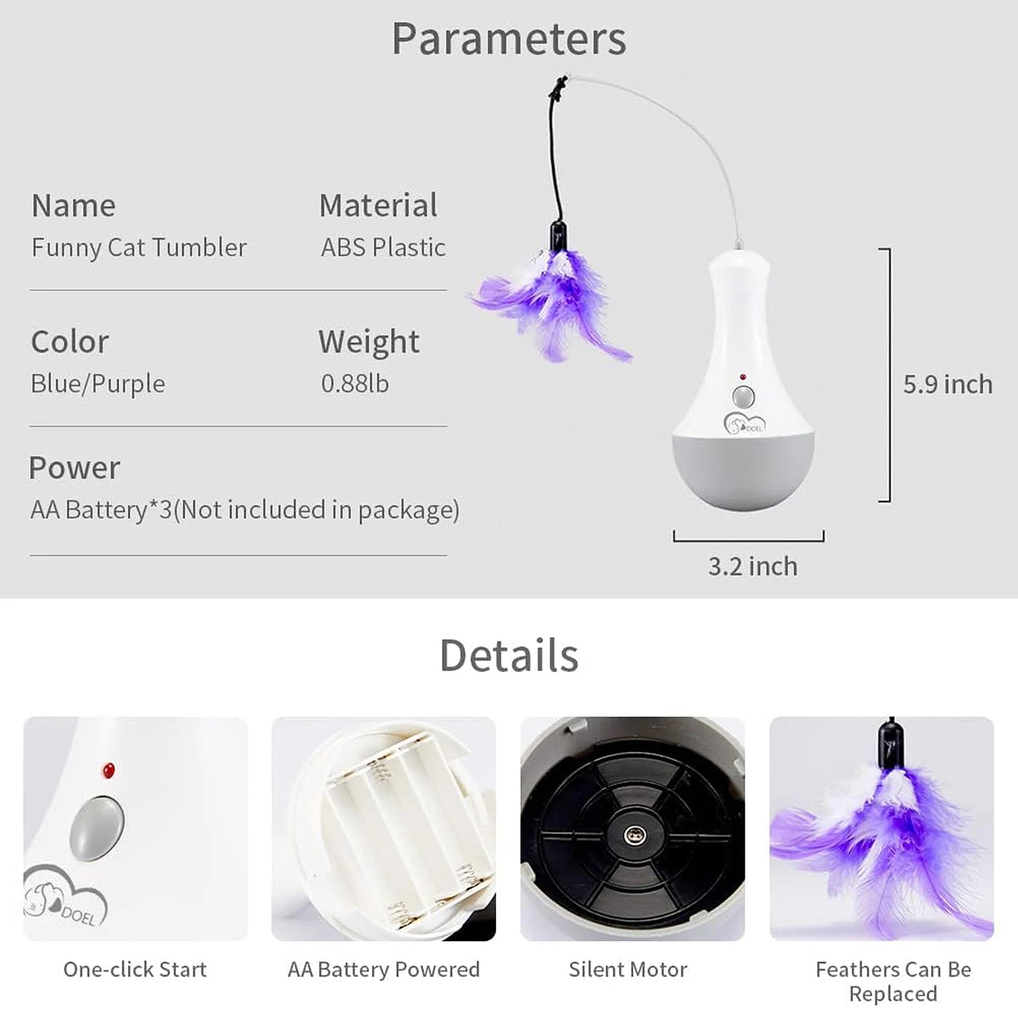 Kitten Interactive Feather Teaser Toy For Indoor Play And Exercise