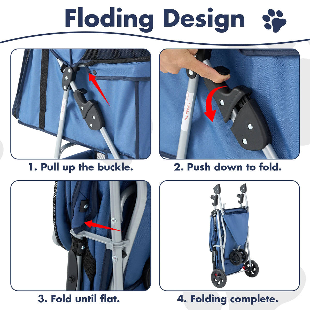 Lightweight Foldable Pet Stroller With Mesh Ventilation And Storage Basket