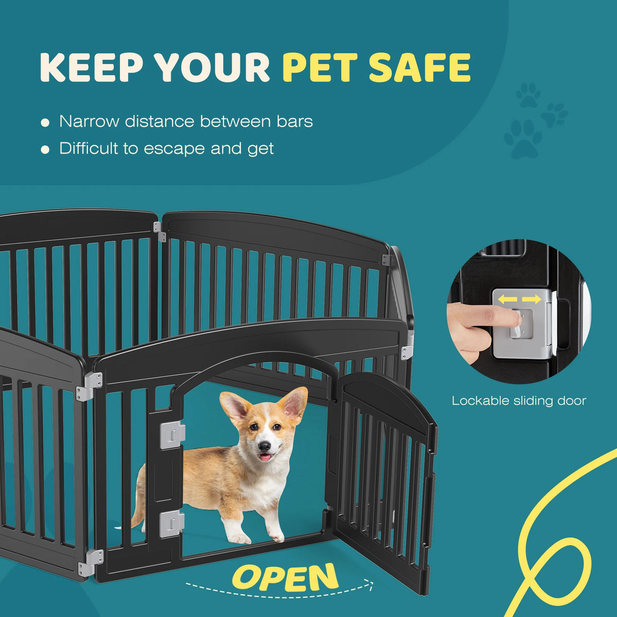 JHK Expandable Plastic Dog Playpen For Safe Indoor Outdoor Housing