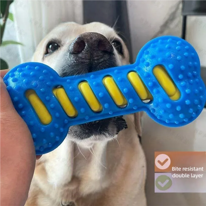 Dog Chew Toy Rubber Bone For Teeth Cleaning And Interactive Play