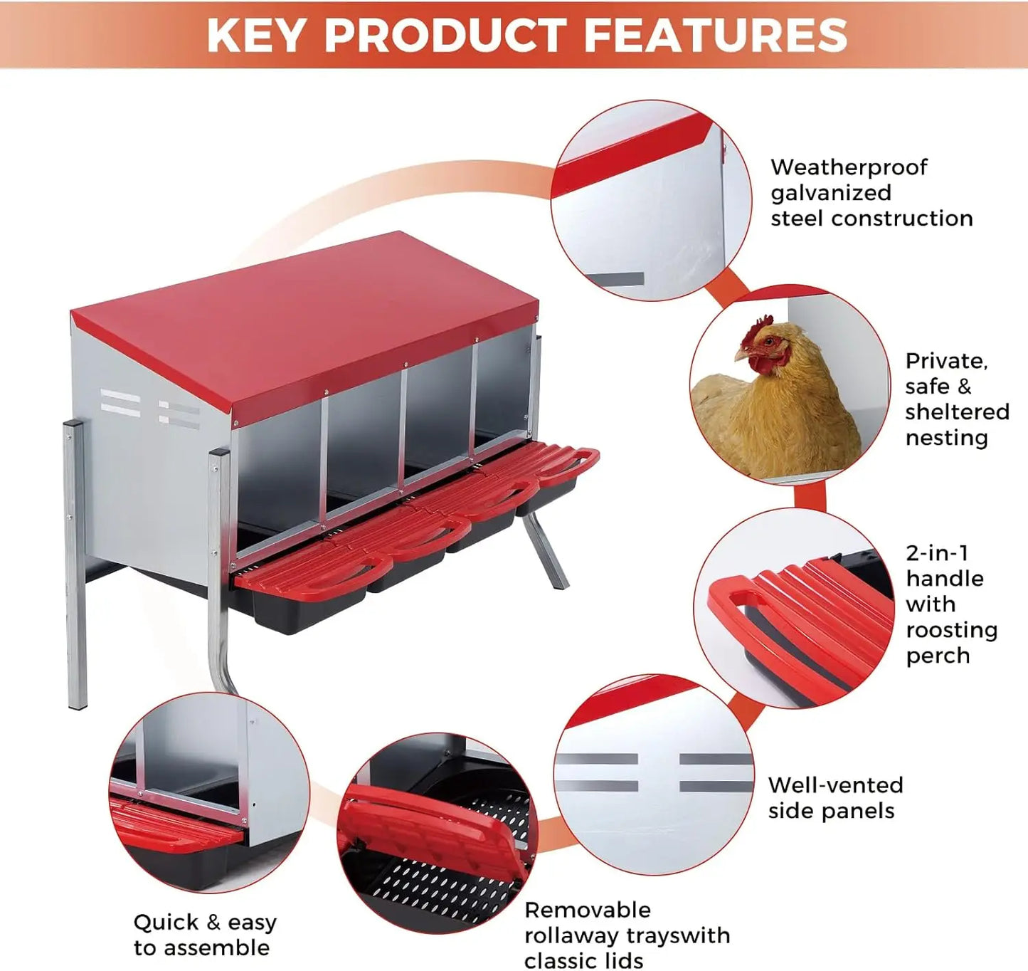 TWISTER.CK Automatic Egg Rollout Nesting Box For Hens Ducks Rabbits