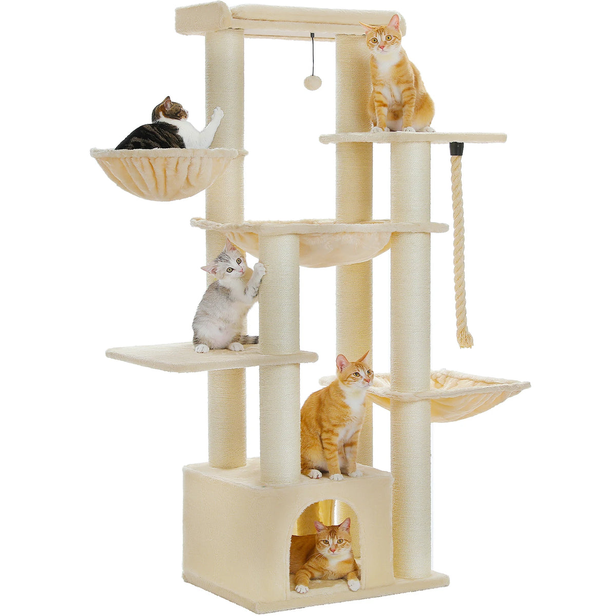 PAWZ Road Multi-Level Cat Tree with Hammock and Sisal Posts