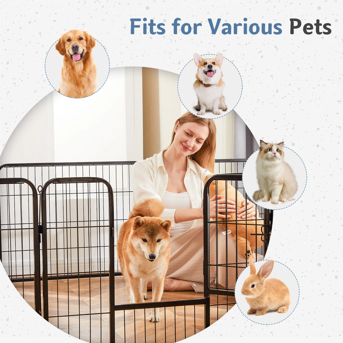JHK Foldable Metal Dog Playpen And Pet Exercise Fence