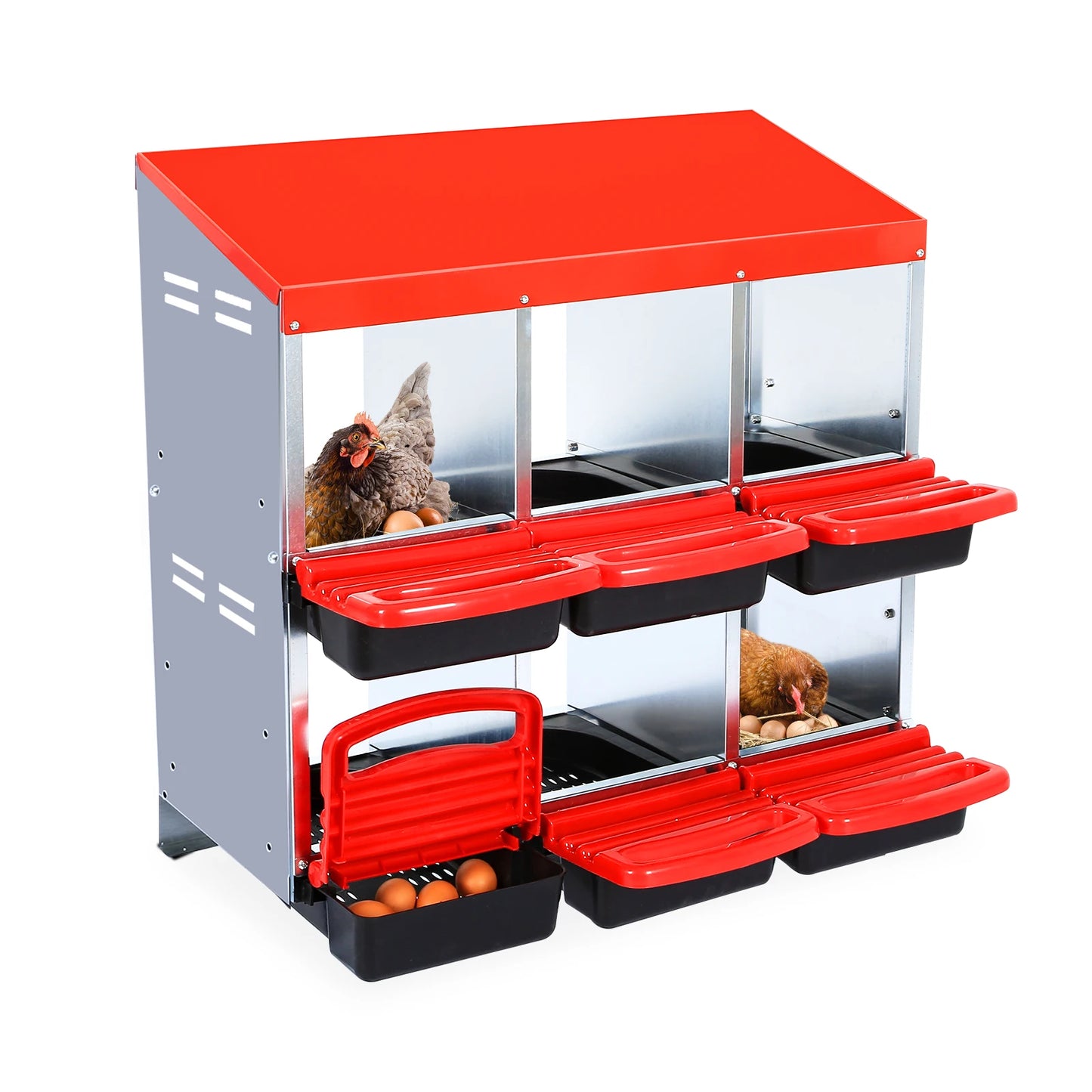 HiMISS Multi Compartment Chicken Nesting Boxes With Rollout Egg Collection