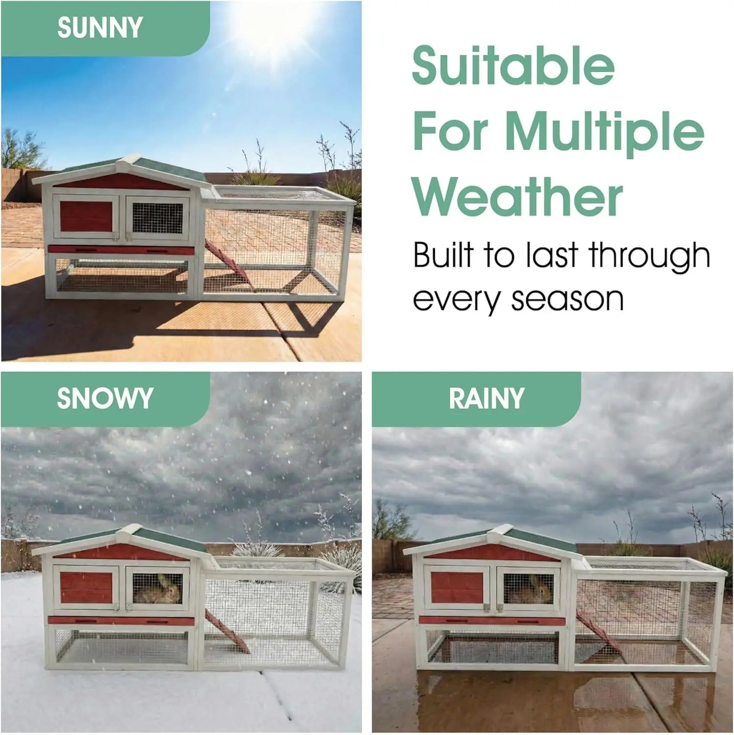 HiMISS Farm Animals Rabbit Hutch Outdoor 2 Tier Wooden Cage With Ramp