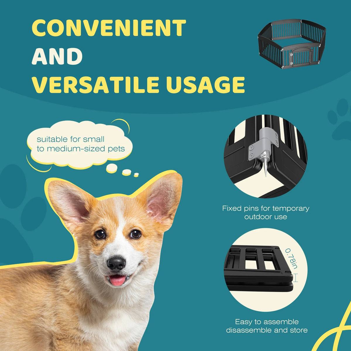 JHK Expandable Plastic Dog Playpen For Safe Indoor Outdoor Housing