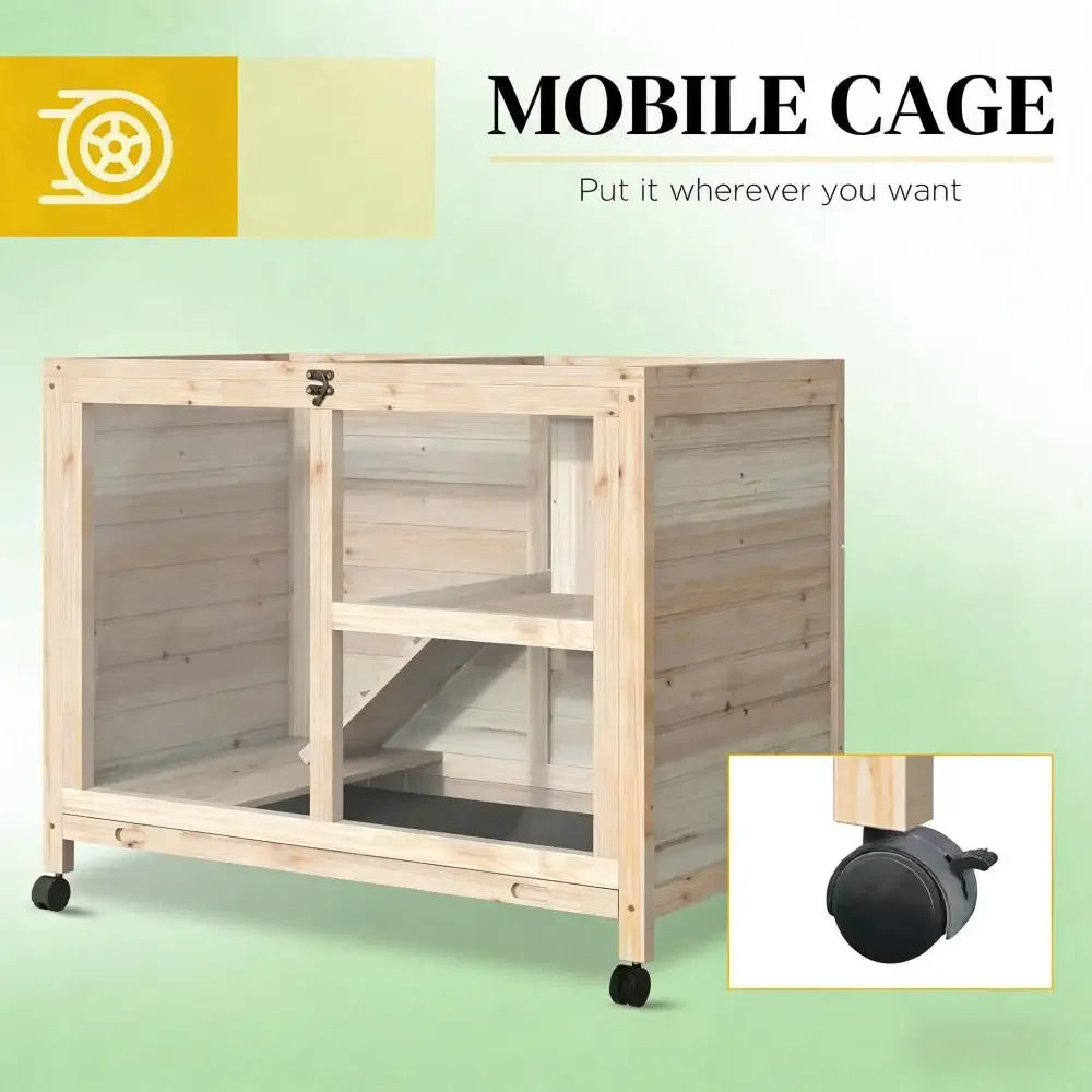 Bunny Cage Small Rabbit Hutch Spacious Indoor Pet House