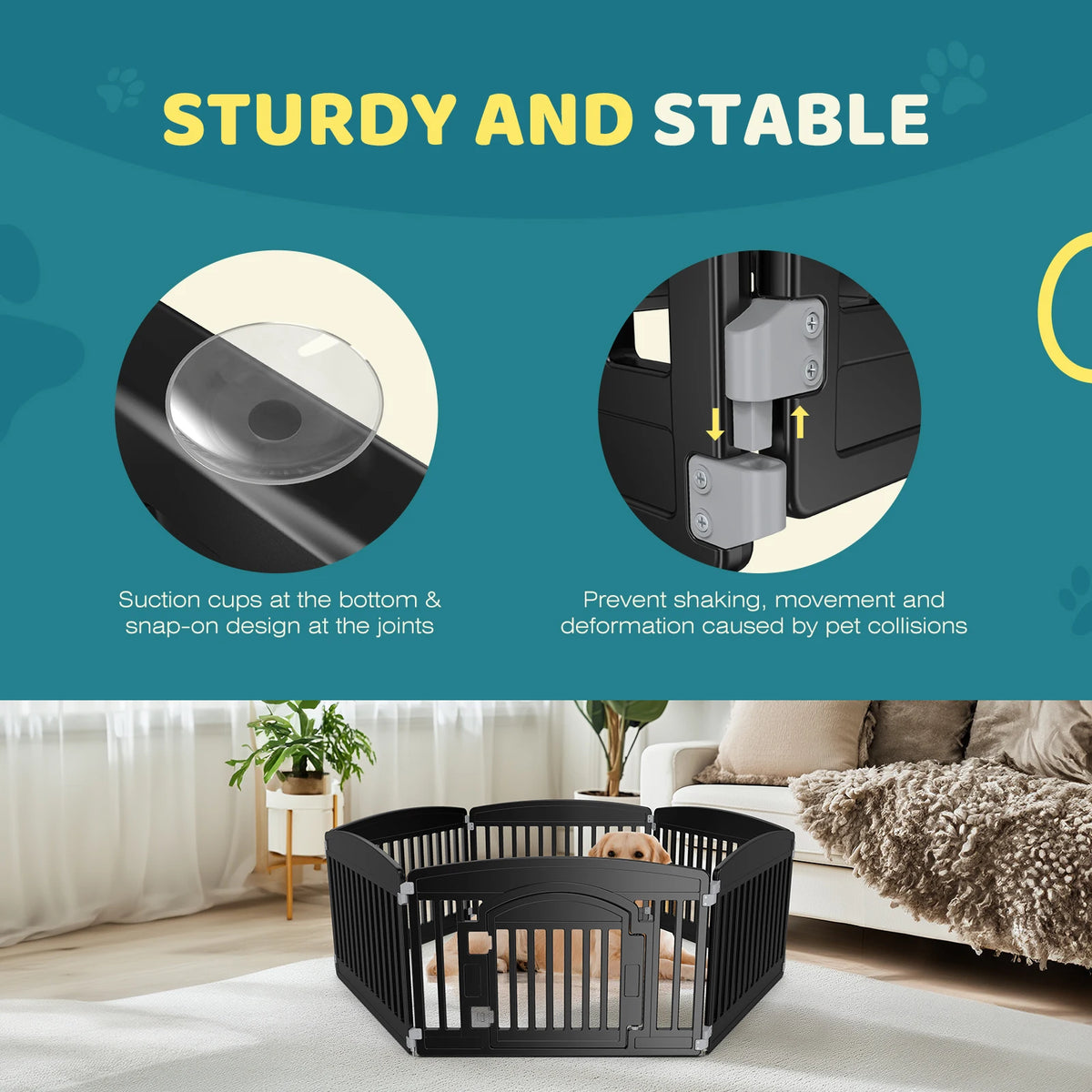 JHK Expandable Plastic Dog Playpen For Safe Indoor Outdoor Housing