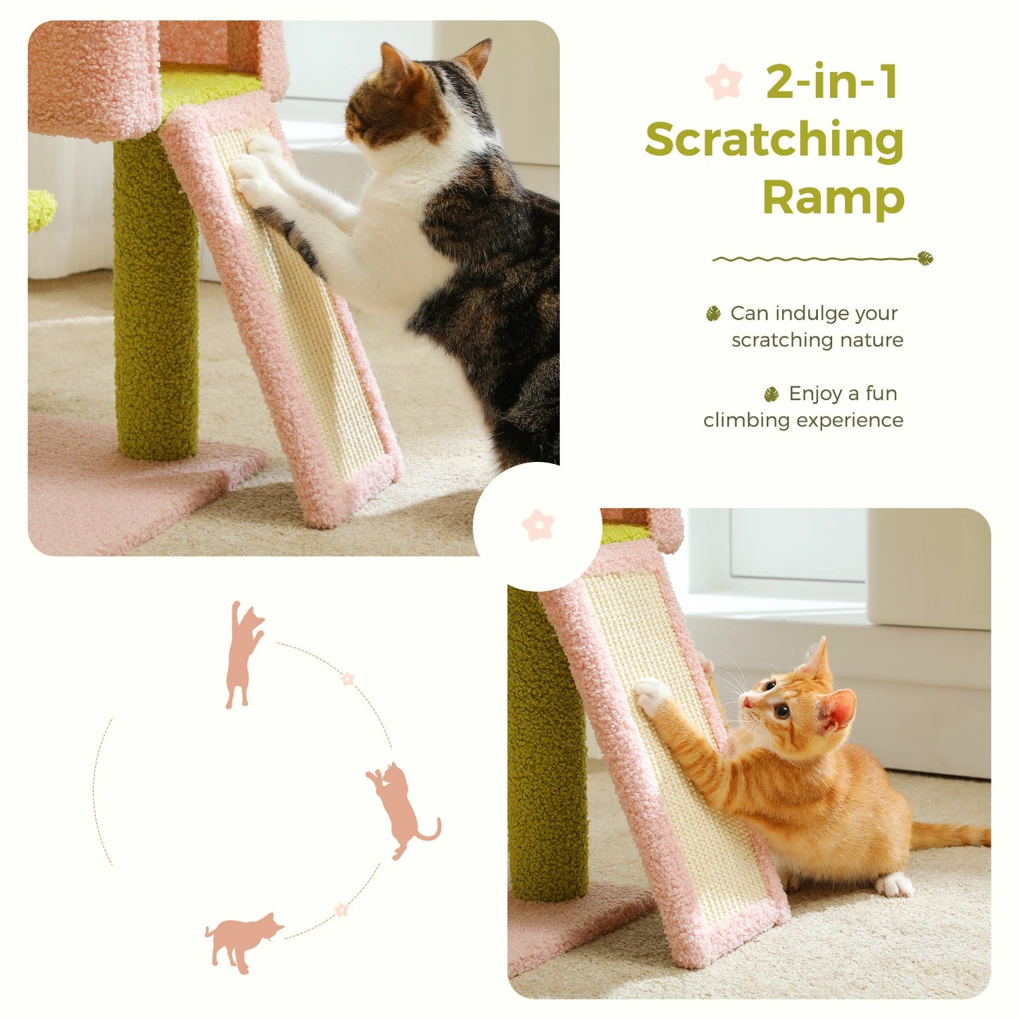 PAWZ Road Flower Cat Tree Multi Level Tower With Sisal Scratching Posts