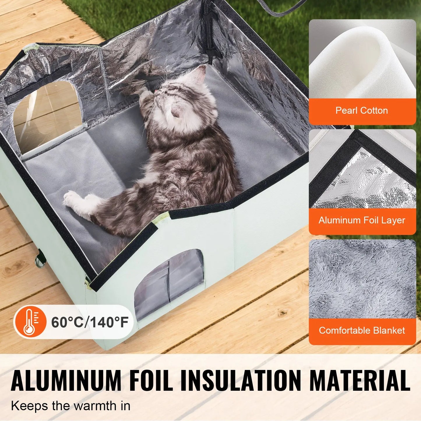 Foldable Heated Cat House With Built In Heated Pad