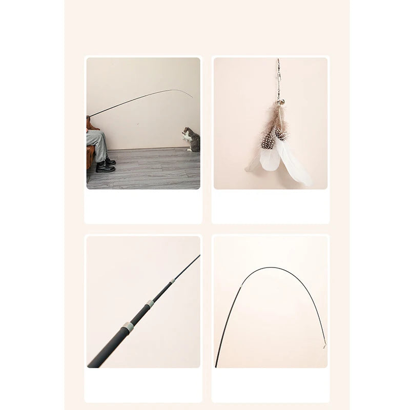 Telescopic Cat Wand With Feather Toy For Boredom Relief
