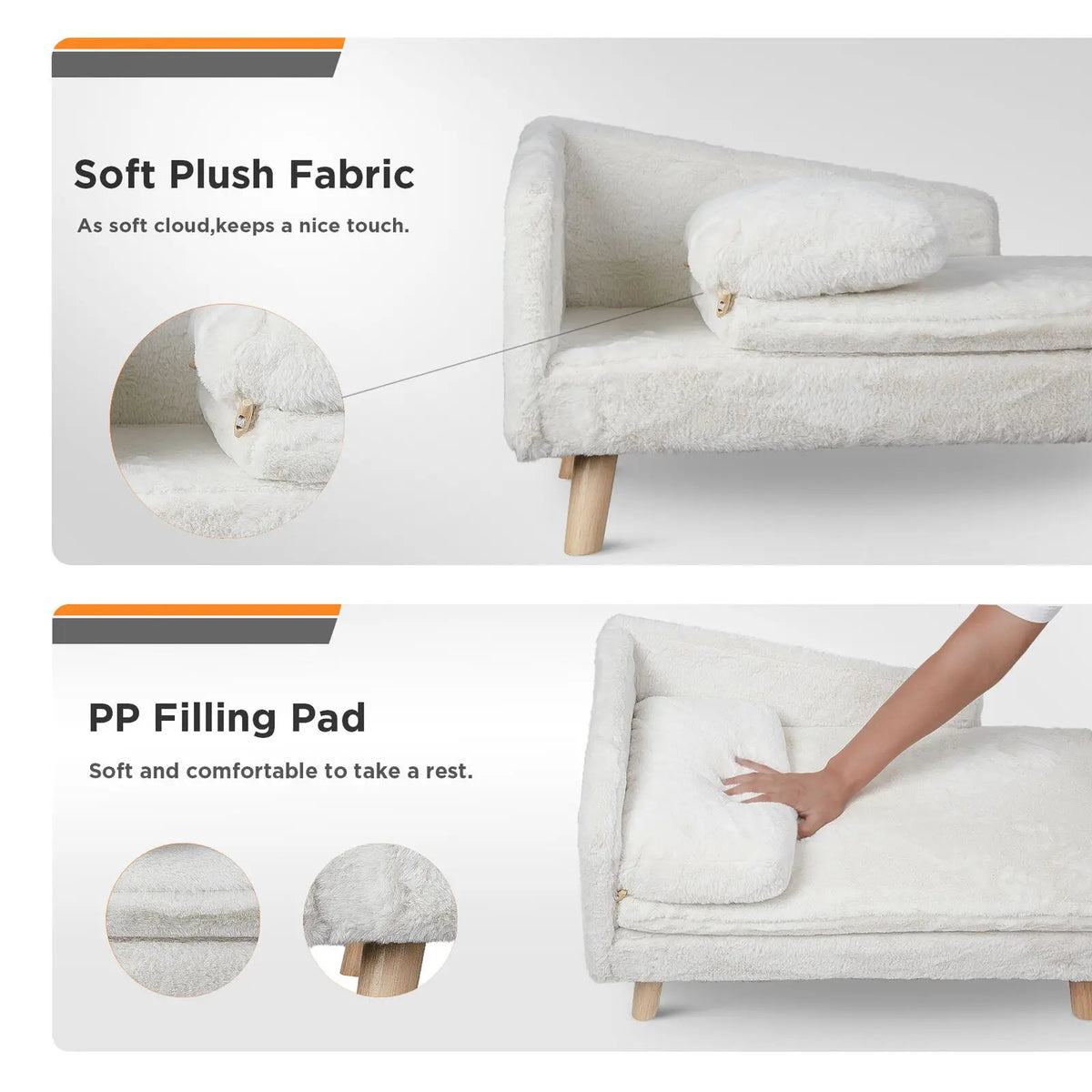 Elevated Pet Sofa With Solid Wood Legs And Plush Cushion