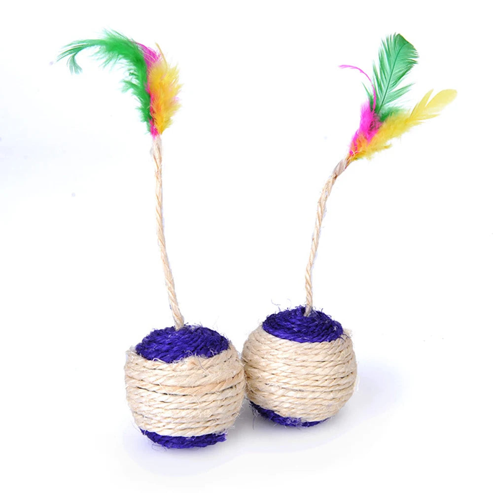 Sisal Shuttlecock Feather Ball Cat Toy For Interactive Play