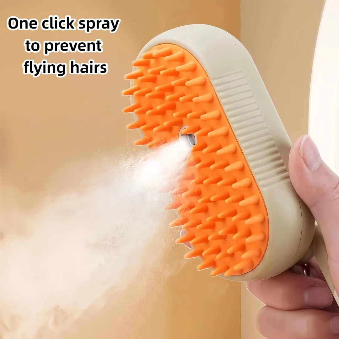 3 In 1 Electric Cat Hair Brush With Steam Spray Massage