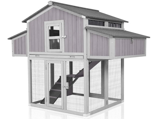 Foldable Large Chicken Coop With Nesting Boxes And Leakproof Tray