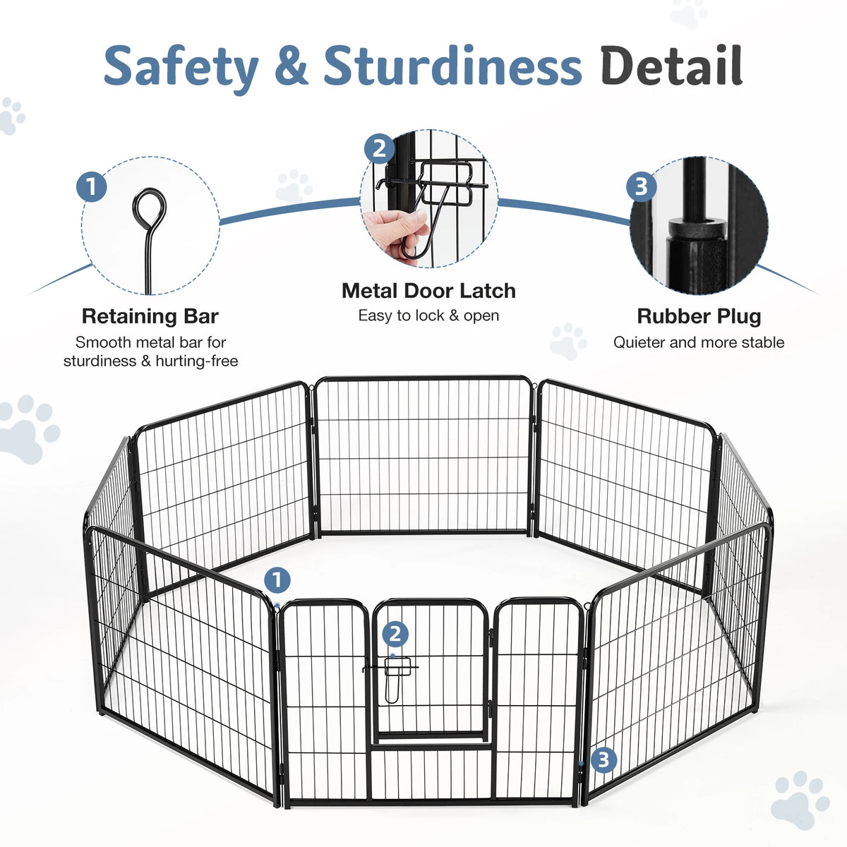 JHK Durable Metal Dog Playpen With Foldable Indoor Outdoor Design