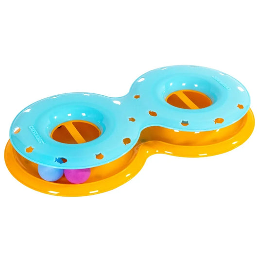 Meowsome Infinity Ball Track for Cats, Figure-8 Shaped, Compatible with 2-in-1 Topper Toys, Blue