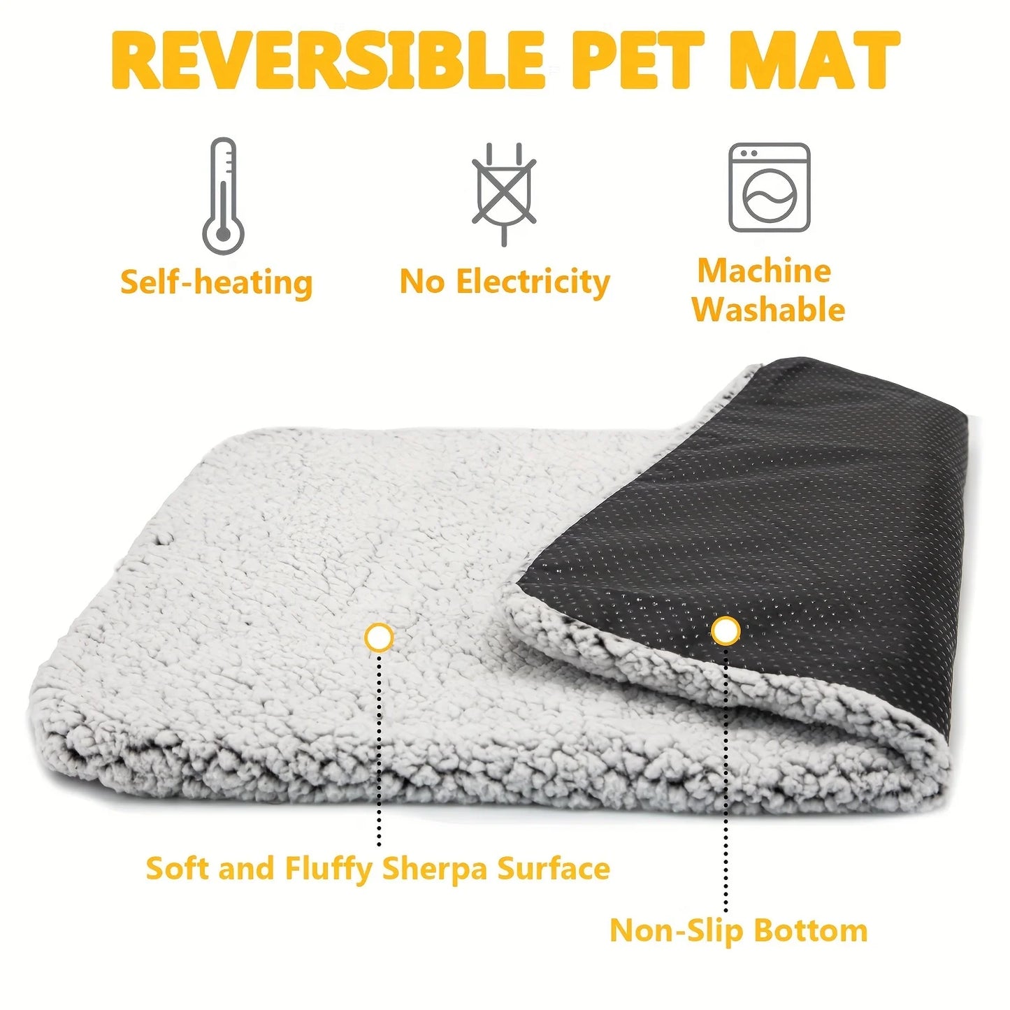 Self Heating Pet Pad Blanket With Thermal Core For Cats And Dogs Washable