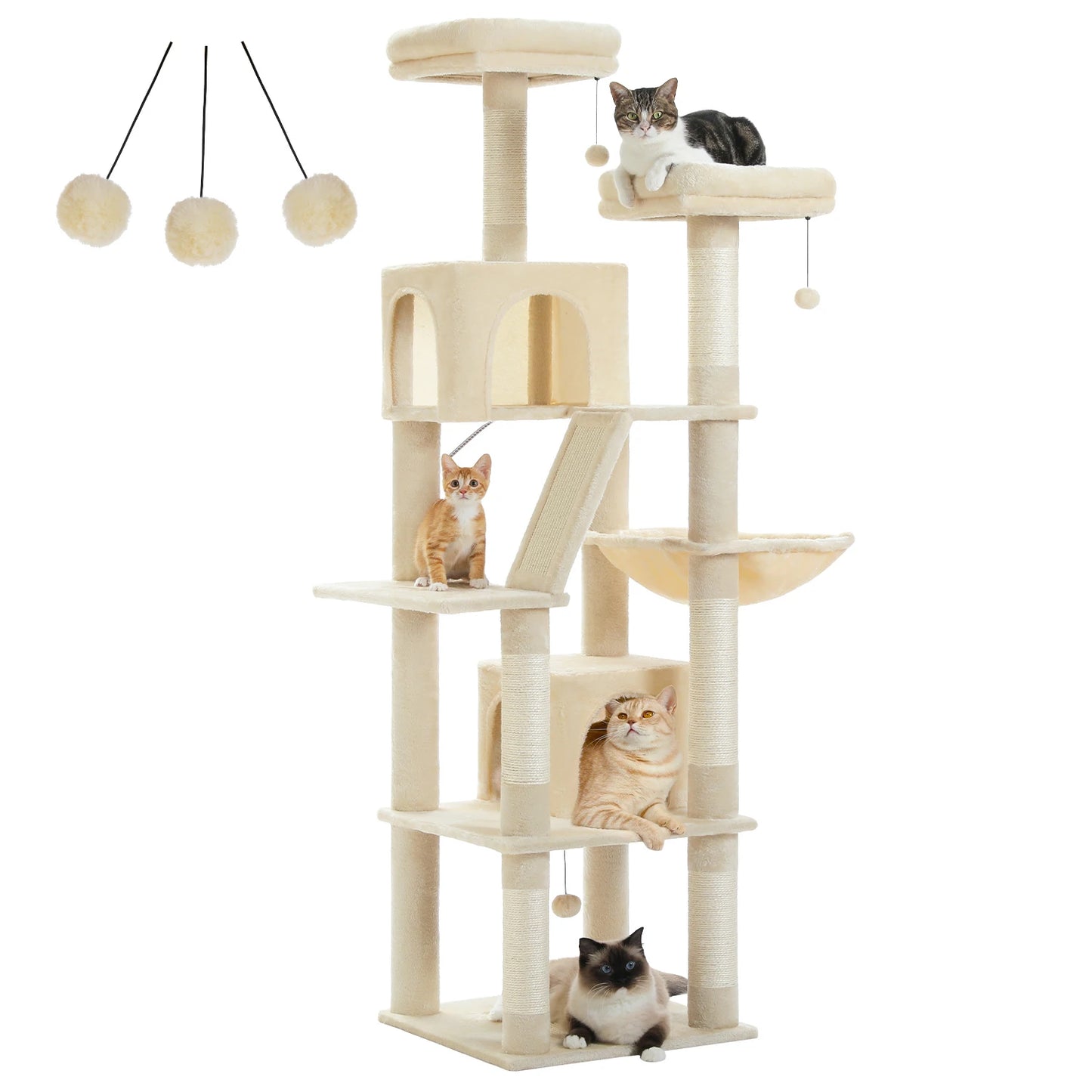 PAWZ Road Cat Tree Tower With Multi Level Plush Condo Scratching Posts