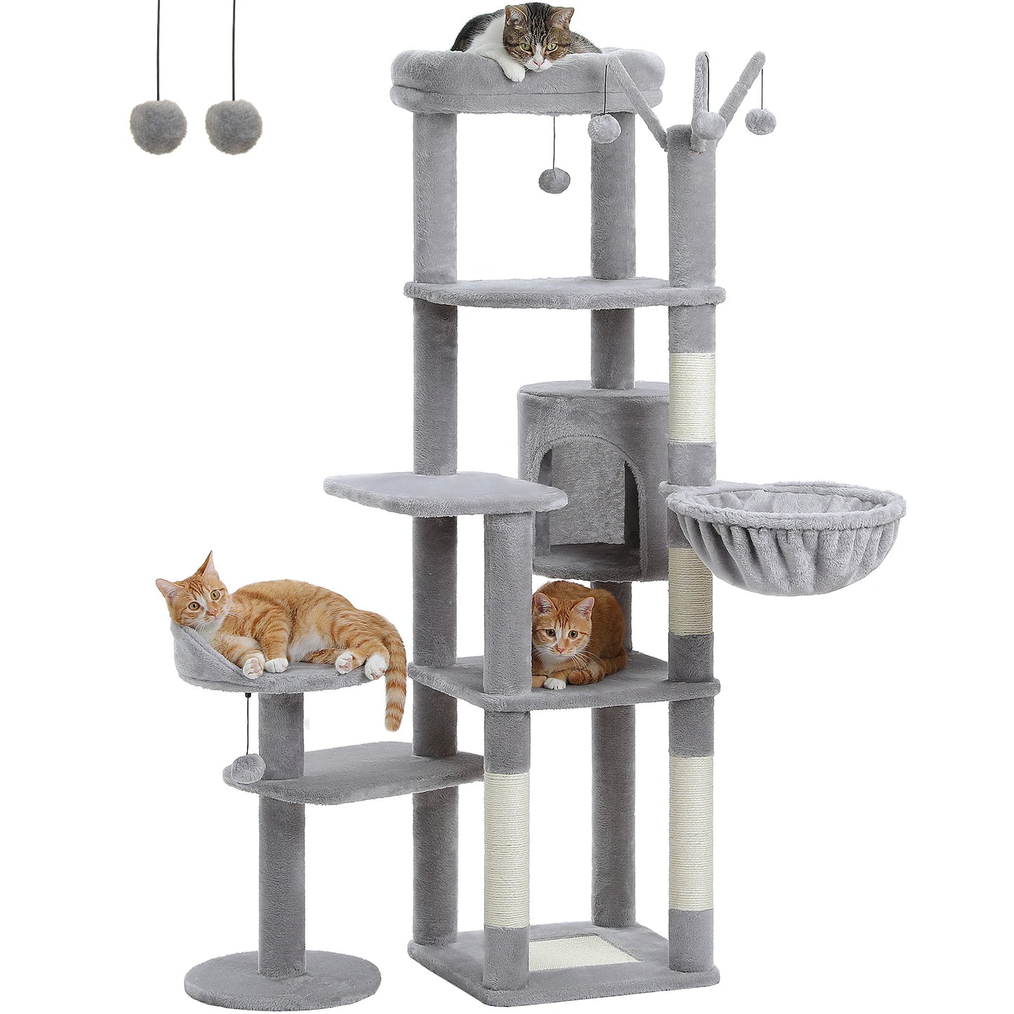 PEQULTI Multi-Level Cat Tree Tower With Scratching Posts Hammock