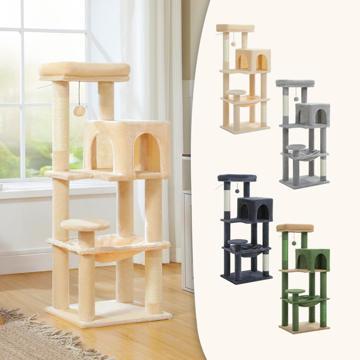 Pequlti Five Level Cat Tower With Sisal Scratching Post