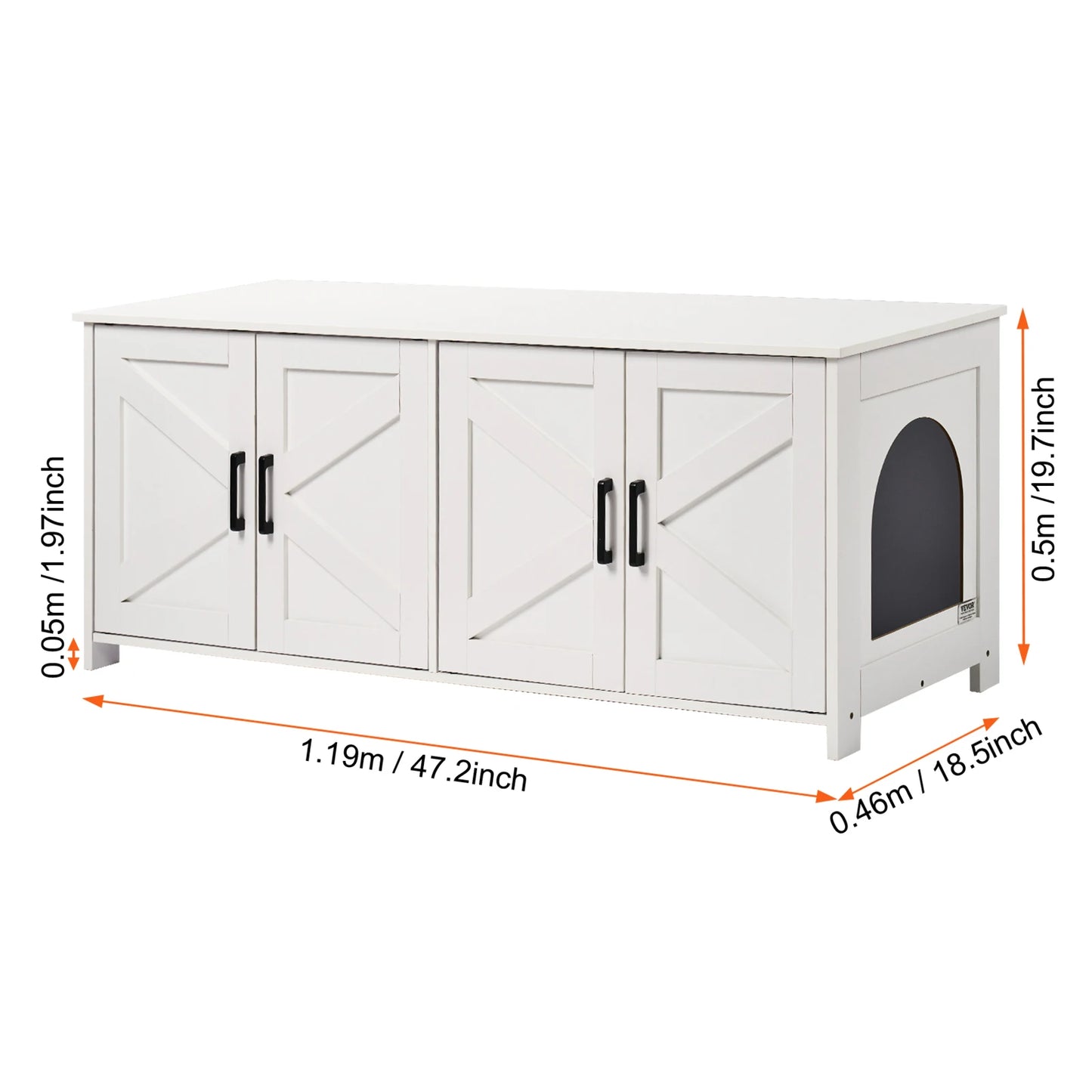 Cat Litter Box Enclosure Cabinet For Two Cats, Hidden Wooden Design