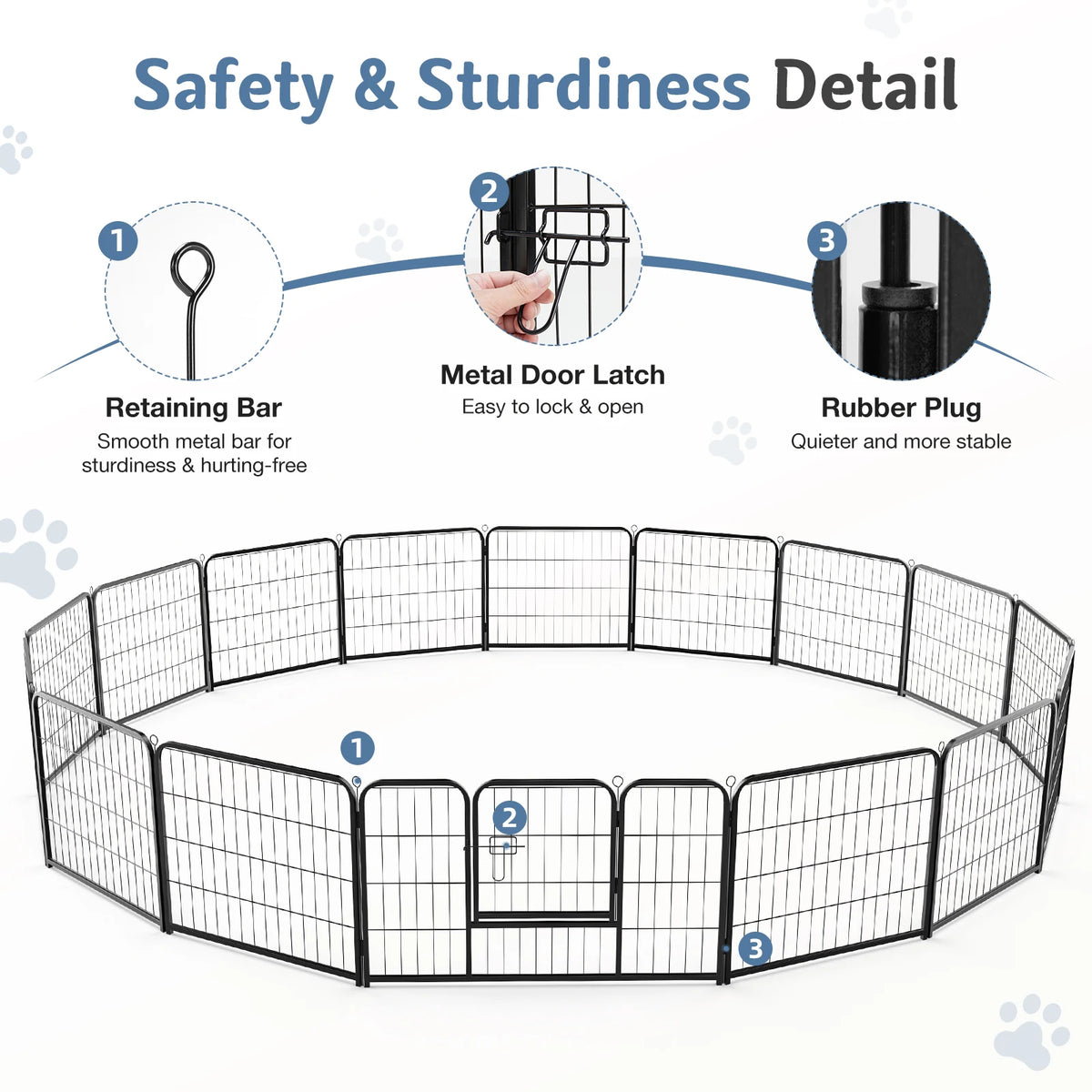 JHK Foldable Metal Dog Playpen And Pet Exercise Fence