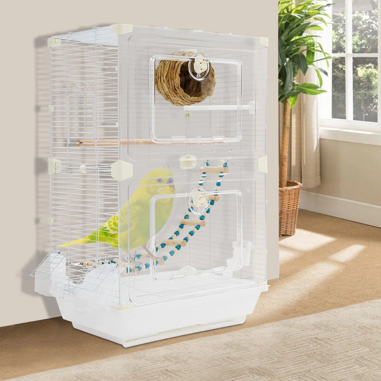 Bird Cage For Small And Medium Birds With Nest Feeders Easy To Clean