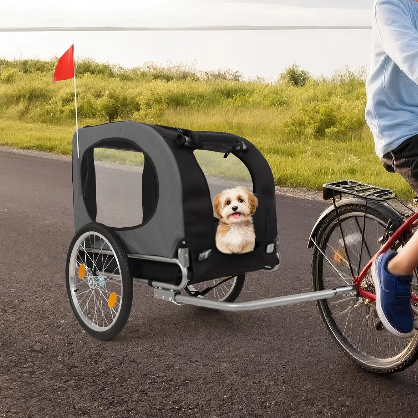 HiMISS Steel Dog Bike Trailer With Universal Coupler Pet Carrier