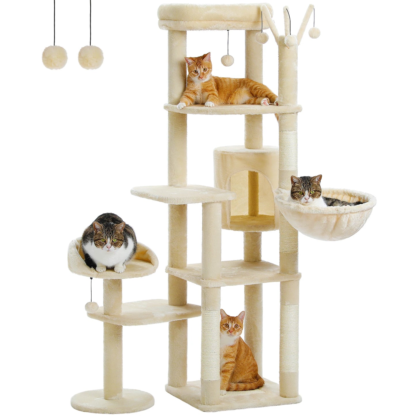 PEQULTI Multi-Level Cat Tree Tower With Scratching Posts Hammock