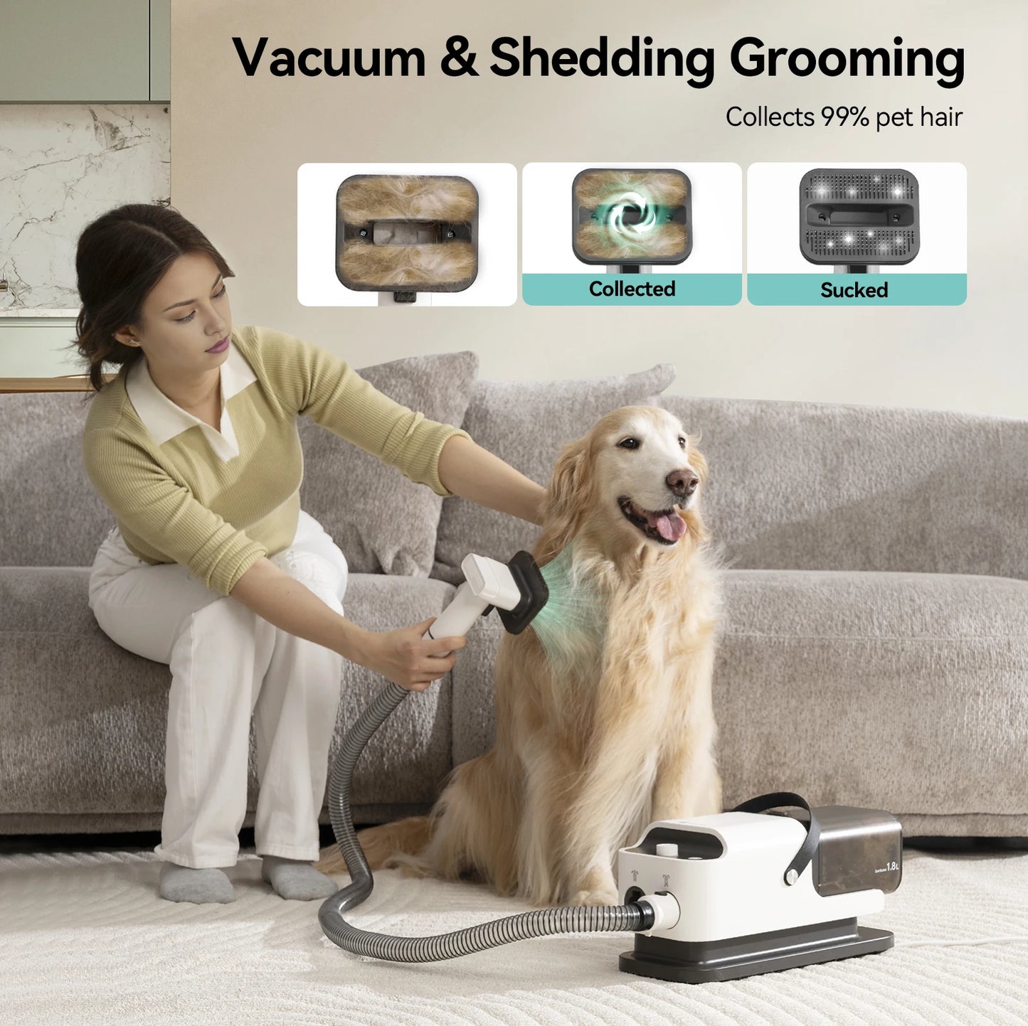 Amicura P1 Pet Grooming Vacuum And Hair Dryer Set