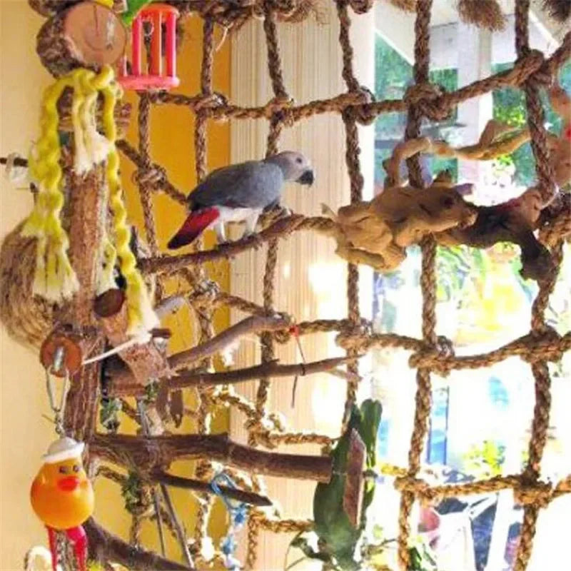 Parrot Climbing Net Hammock Bird Toy With Hook Rope