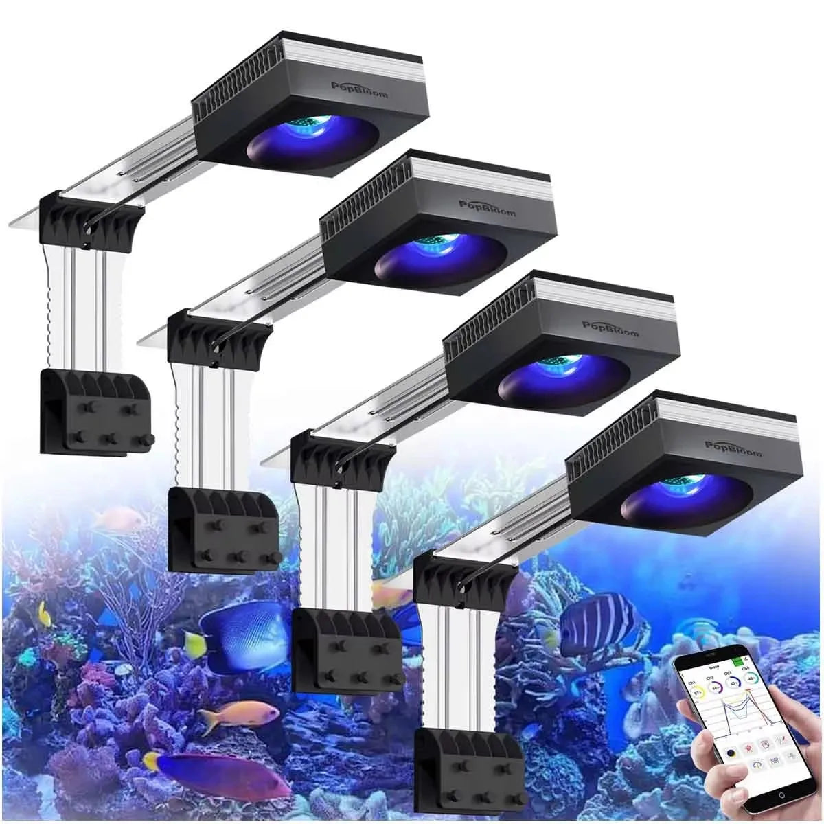 PopBloom 100W WiFi Reef Aquarium Light Full Spectrum LED
