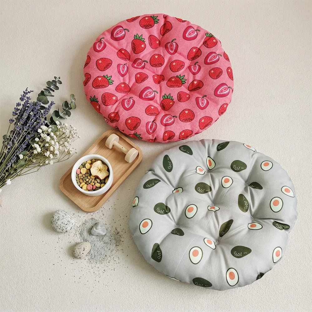 Fruit Print Round Breathable Hamster Bed Cushion Nest For Small Pets