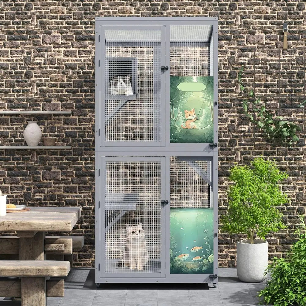 Outdoor Catio Expandable Cat Enclosure With Wheels