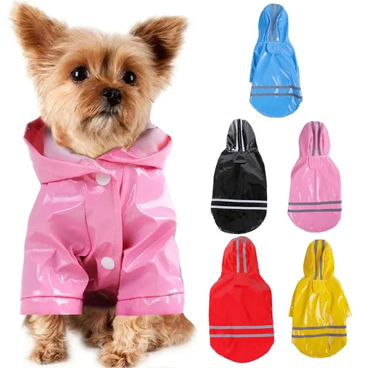 Waterproof PU Dog Raincoat With Reflective Safety Hood