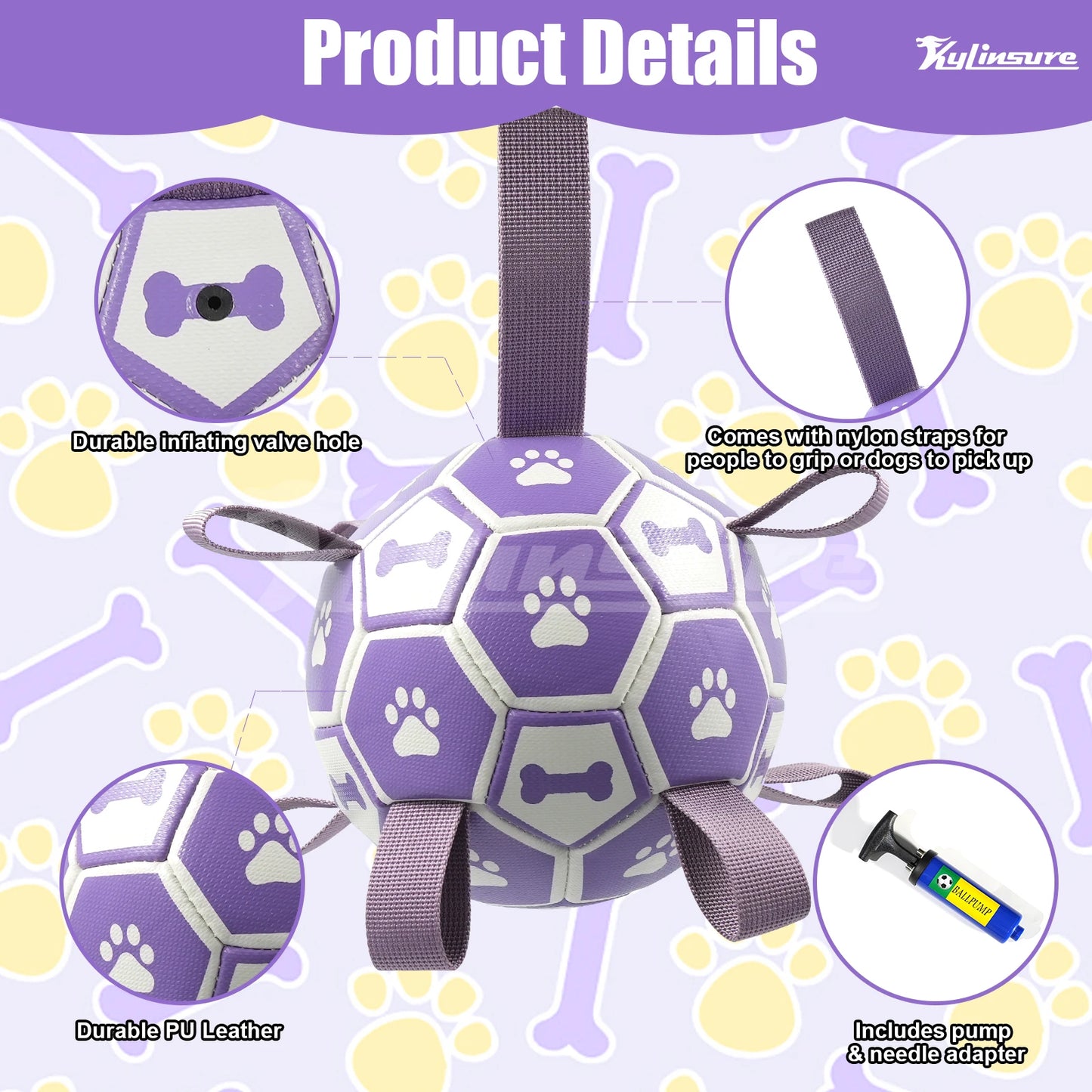 Dog Soccer Ball Tug Toy With Straps For Interactive Play