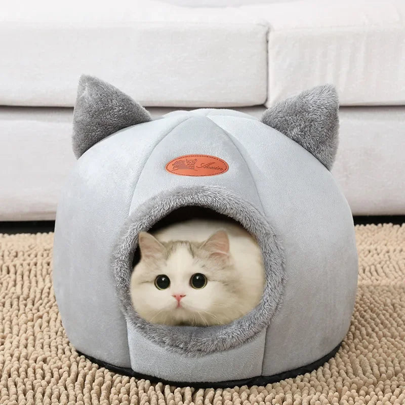 Deep Sleep Winter Cat Bed Cozy Cave Nest Indoor Pets