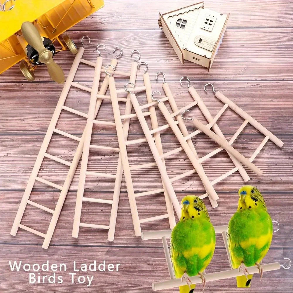 Solid Wood Parrot Climbing Ladder Toy For Birds And Pets