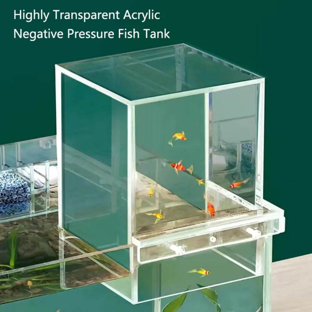 Landscaping Negative Pressure Fish Tank Unique Eye-catching Acrylic Suspended Fish Tank Easy to Install