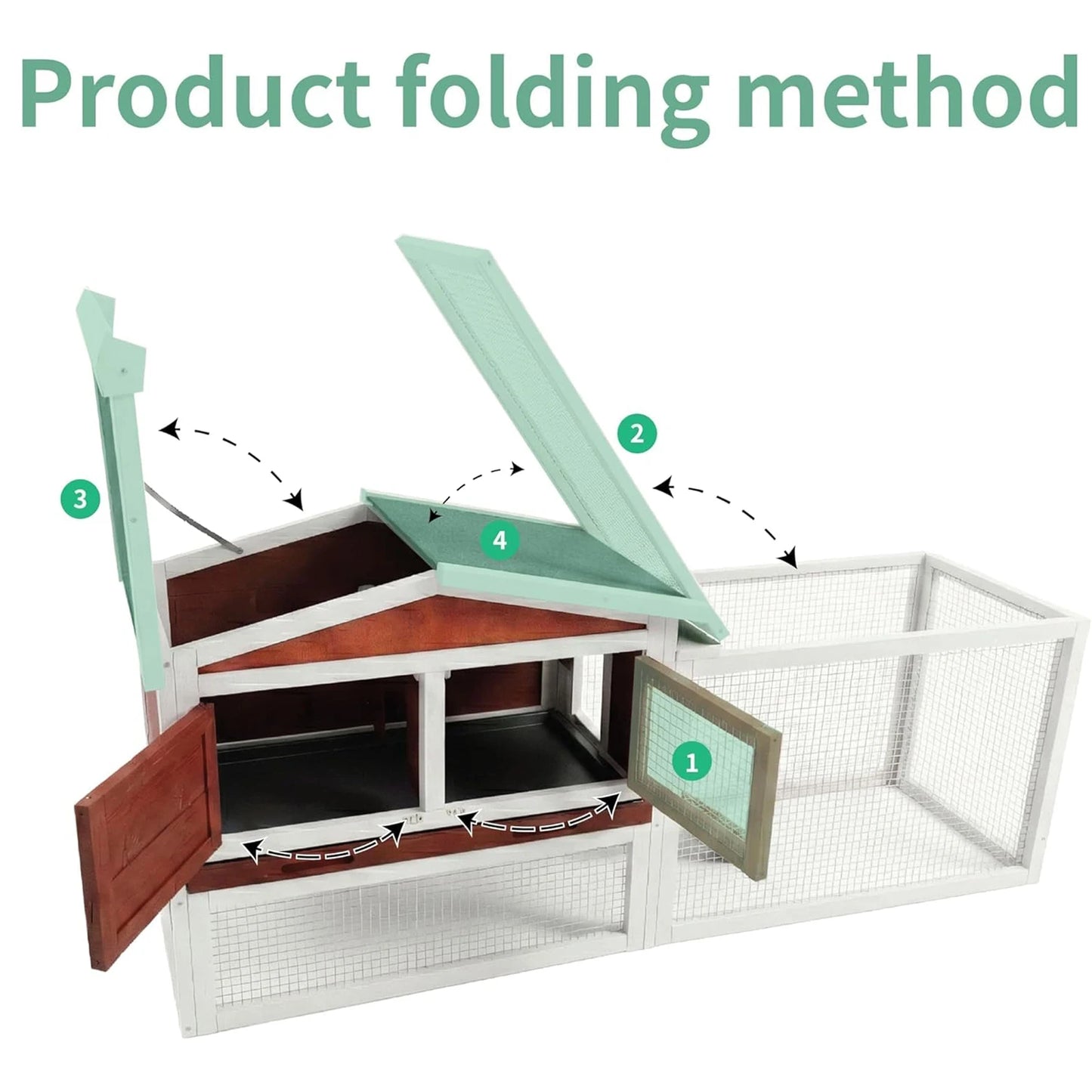HiMISS Farm Animals Rabbit Hutch Outdoor 2 Tier Wooden Cage With Ramp